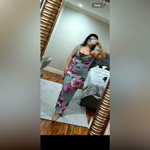 Sage Floral Georgiana One Shoulder Maxi Dress